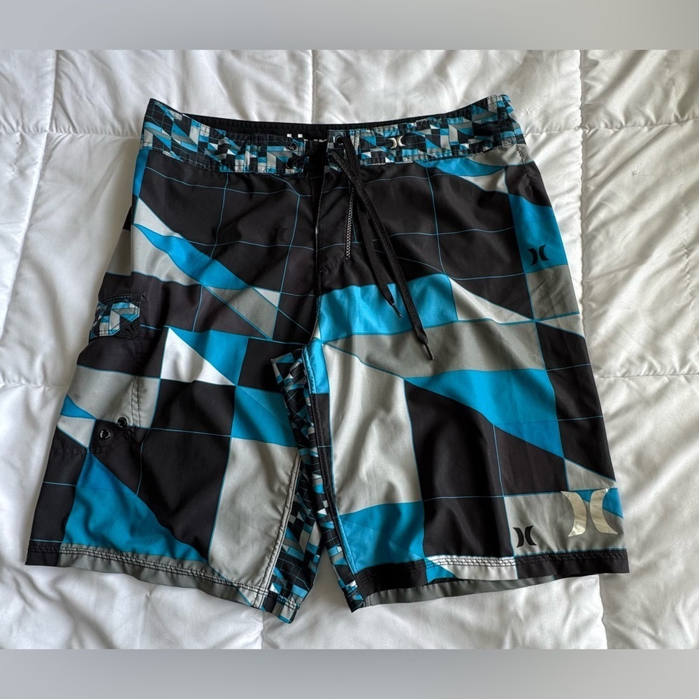 Hurley Men's Geometric Blue Swim Shorts